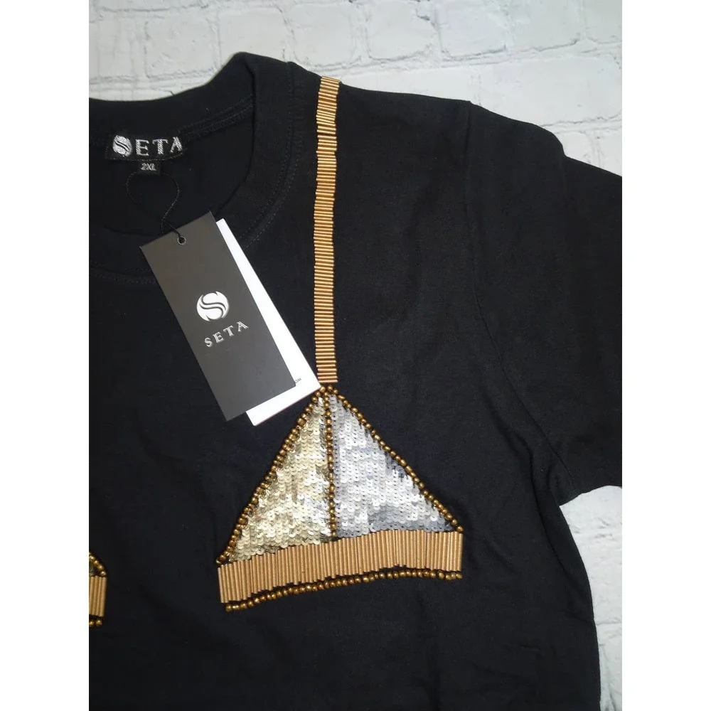 Seta Apparel Women's Bralette T-Shirt, 2XL, Black - Picture 3 of 7